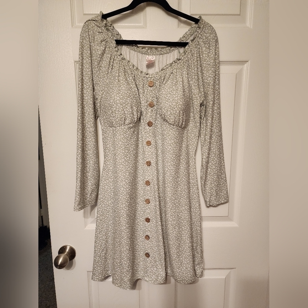 NWOT Xtra button, lost tag.Sage floral NOBO mini dress with soft cup bust XXL 19
